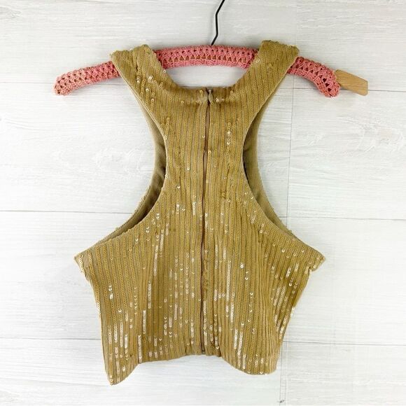 Retrofete Audra Sequin Racer Back Knit Cropped Top - Picture 5 of 7